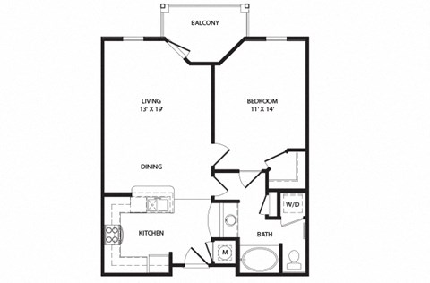 1 bed 1 bath Ellis Floor Plan at Two Addison Place Apartments , Pooler, GA